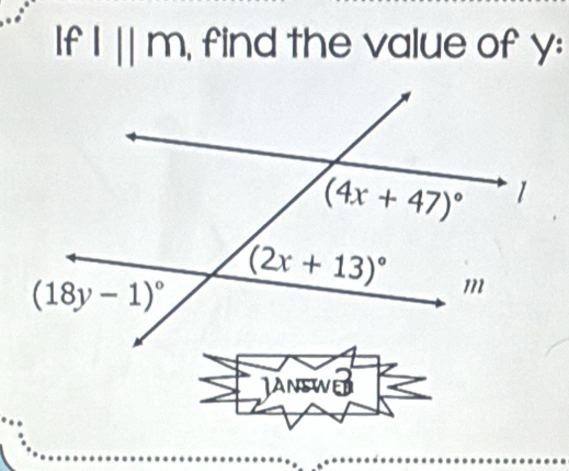 If l||m , find the value of y:
Janswed