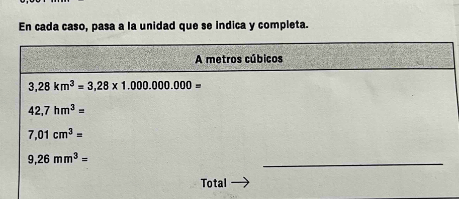 En cada caso, pasa a la unidad que se indica y completa.