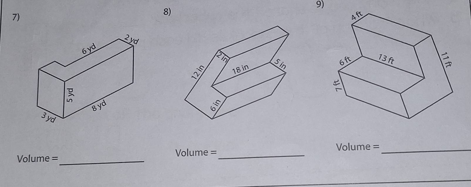 Volume =_
Volume =_
Volume =_