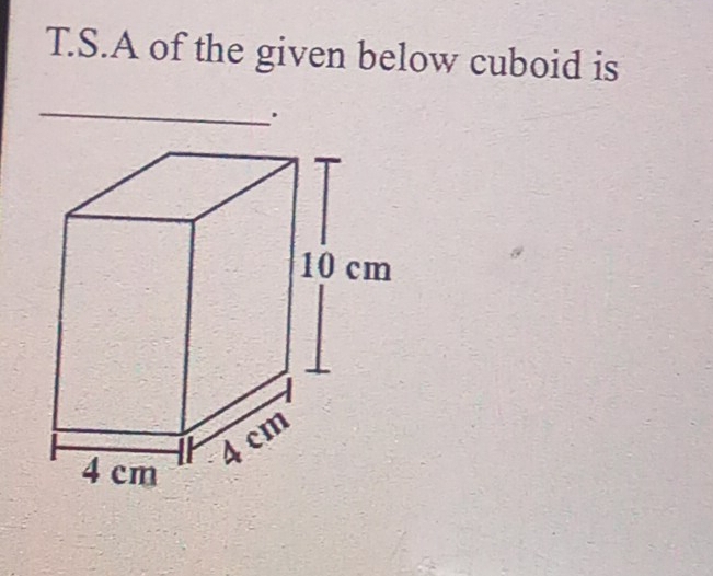 A of the given below cuboid is 
_