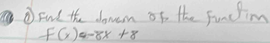 ③ Fnt the doan of the funcim
f(x)=8x+8