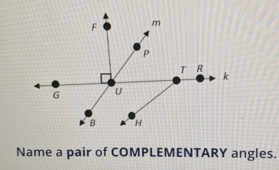 Name a pair of COMPLEMENTARY angles.