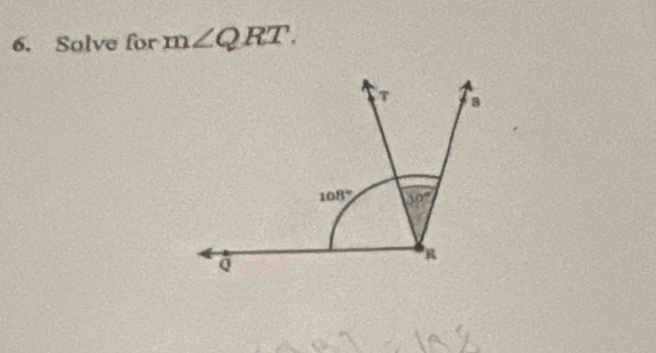 Salve for m∠ QRT.