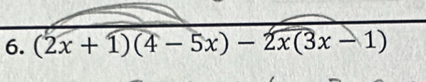 (2x+1)(4-5x)-2x(3x-1)