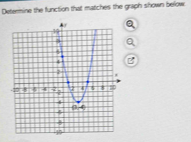 Determine the function that matches the graph shown below.