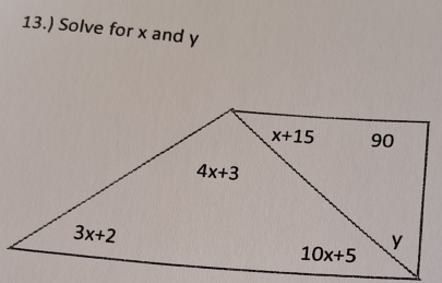 13.) Solve for x and y