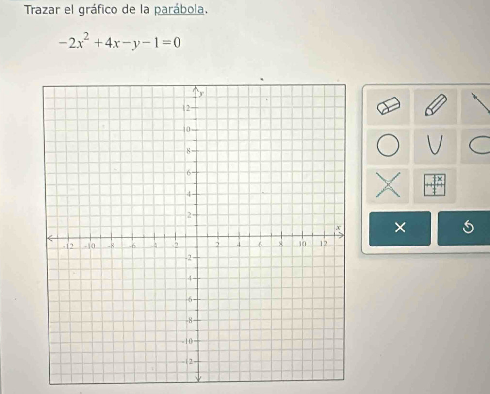 Trazar el gráfico de la parábola.
-2x^2+4x-y-1=0
V 
×