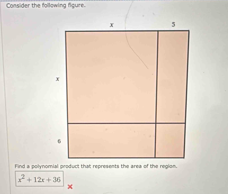 Consider the following figure.
x^2+12x+36