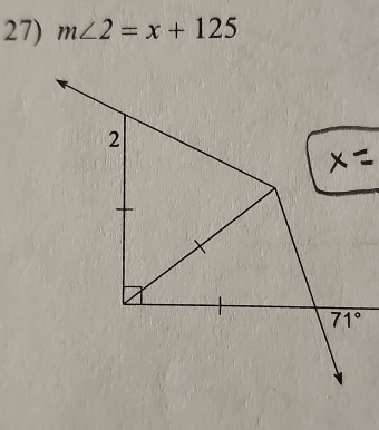 m∠ 2=x+125