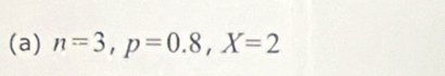 n=3, p=0.8, X=2