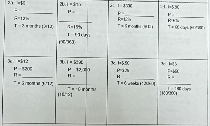 I=$6 2b. I=$15 2c. I=$300
)