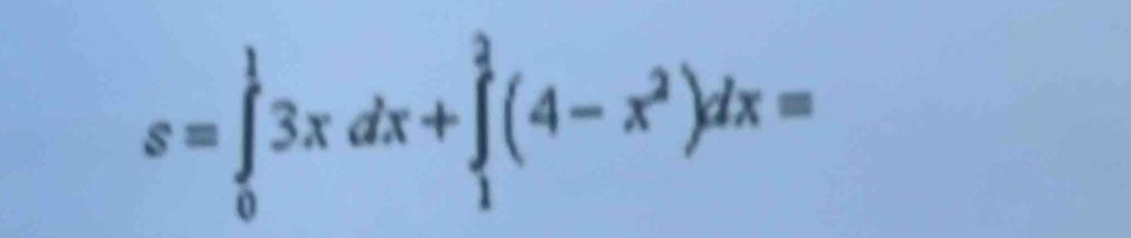 s=∈tlimits _0^(13xdx+∈tlimits _1^2(4-x^2))dx=