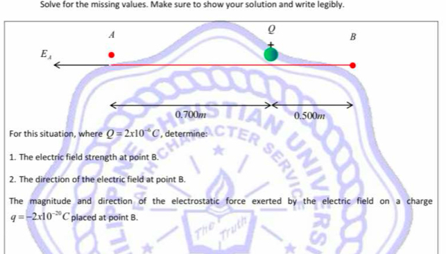 Solve for the missing values. Make sure to show your solution and write legibly.
F
1
2
T