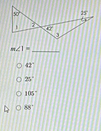 m∠ 1= _
42°
25°
105°
88°