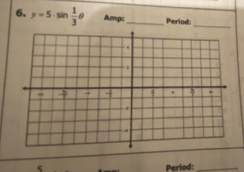 y=5· sin  1/3 θ Amp:_ Period:_ 
5 Period:_