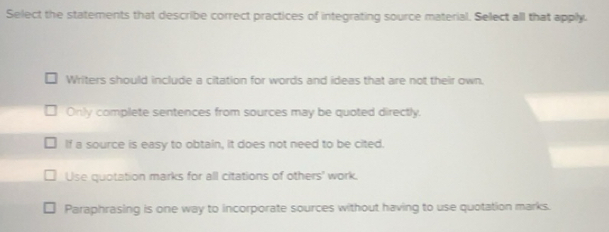 Solved: Select the statements that describe correct practices of ...