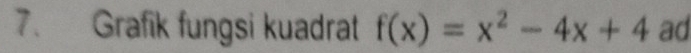 Grafik fungsi kuadrat f(x)=x^2-4x+4 ad