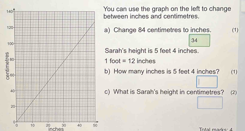 Solved: You can use the graph on the left to change between inches and ...