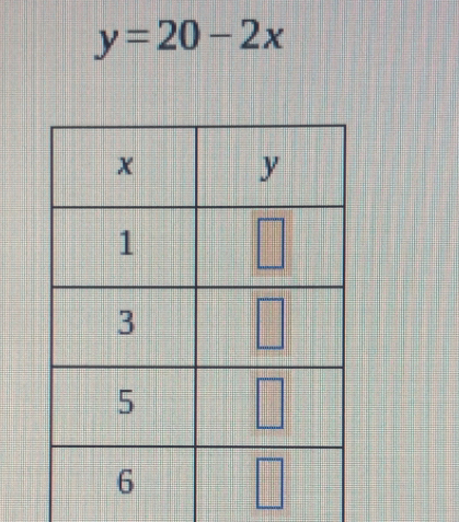 y=20-2x