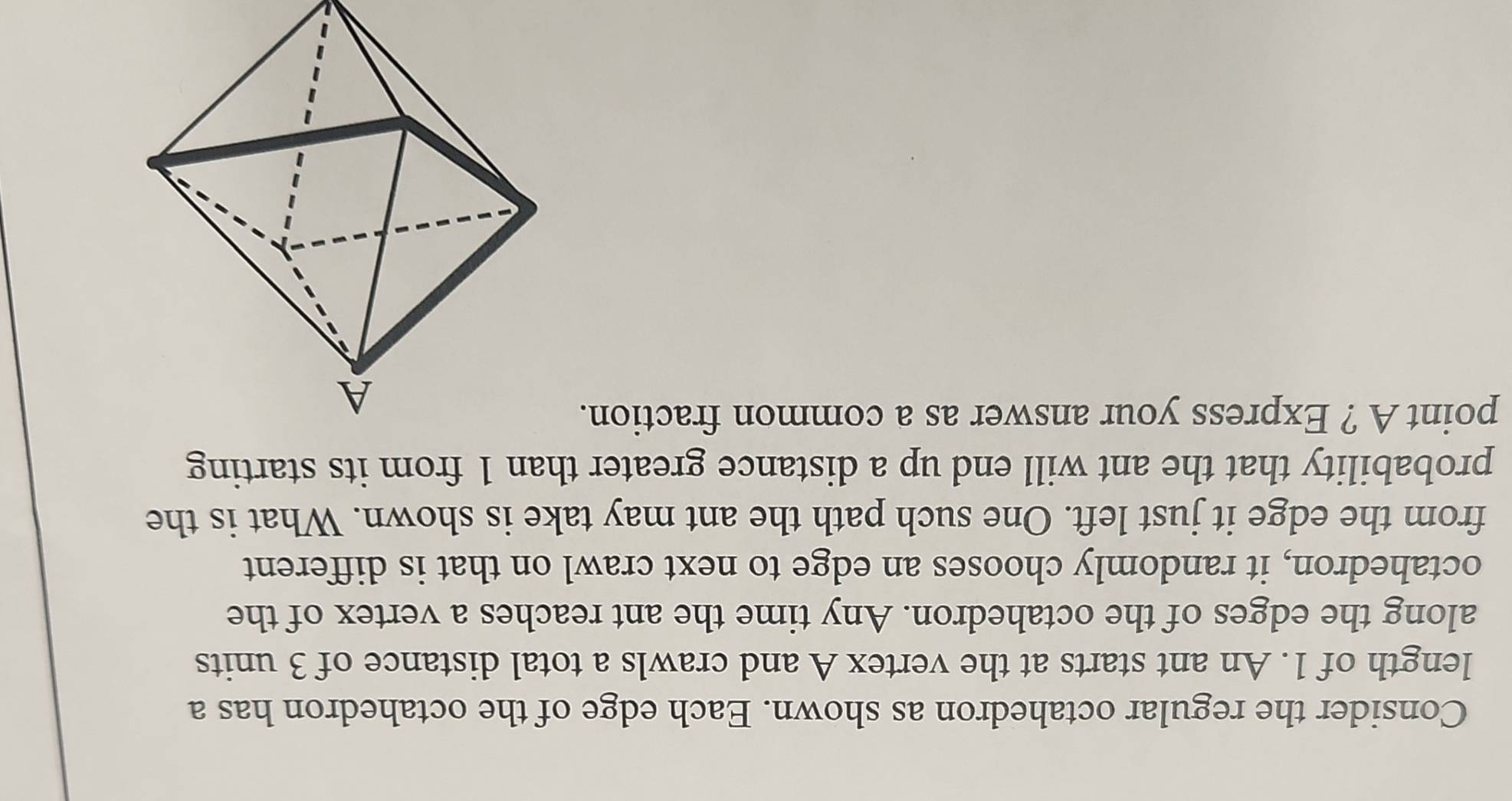 Solved: Consider the regular octahedron as shown. Each edge of the ...