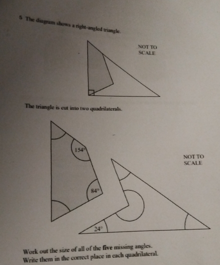 Solved: The diagram shows a right-angled triangle. The triangle is cut ...