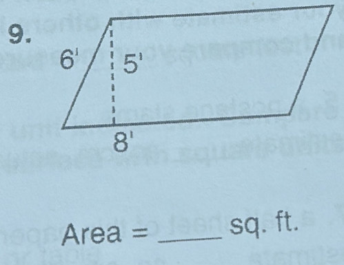 Area = _sq. ft.