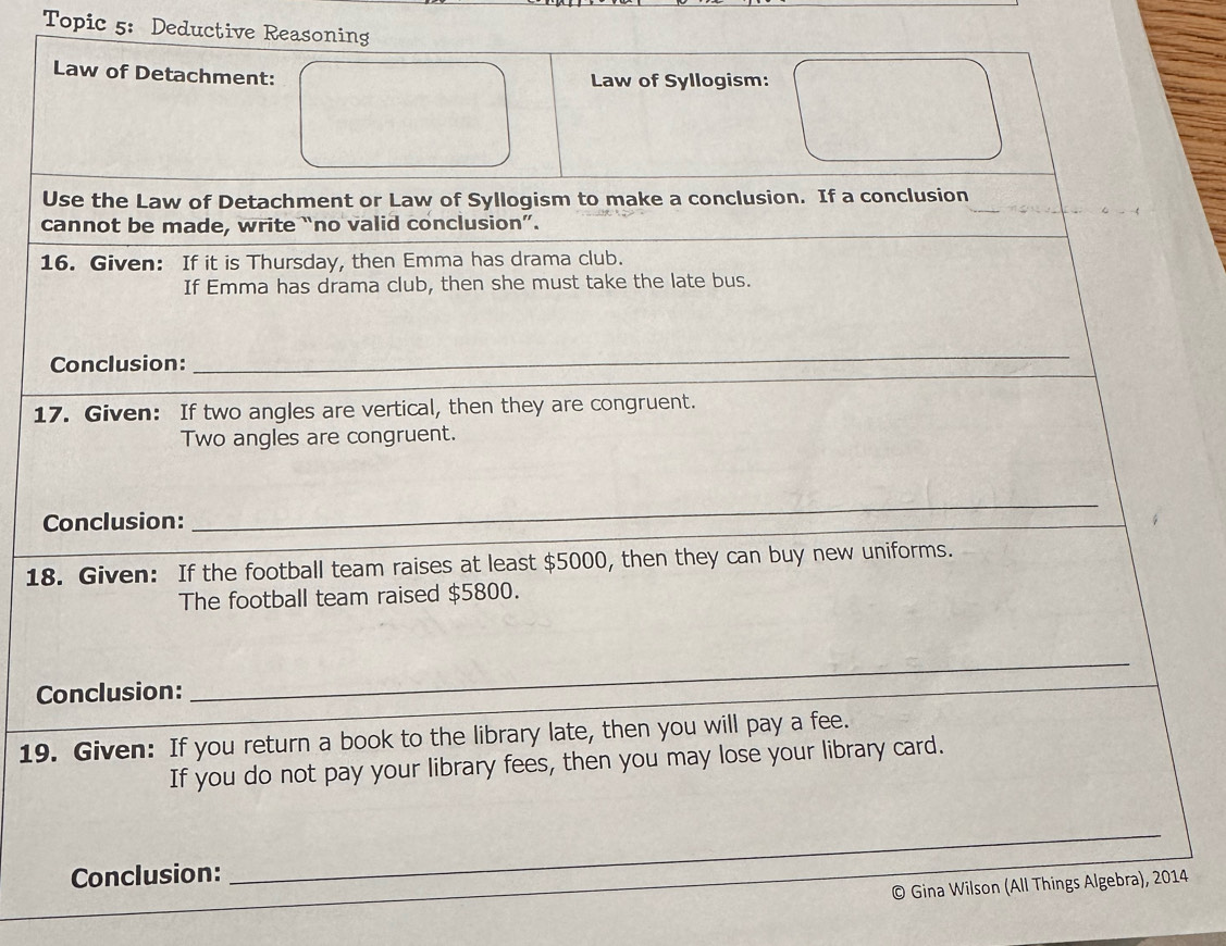 Topic 5: Deductive Reasoning 
1 
1 
18 
C 
19 
4