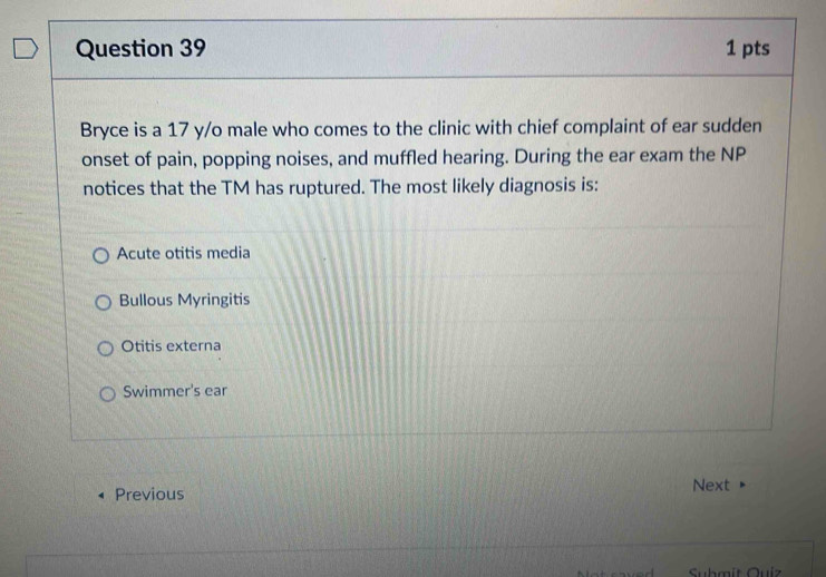 Solved: Bryce is a 17 y/o male who comes to the clinic with chief ...