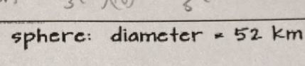 sphere: diameter =52km