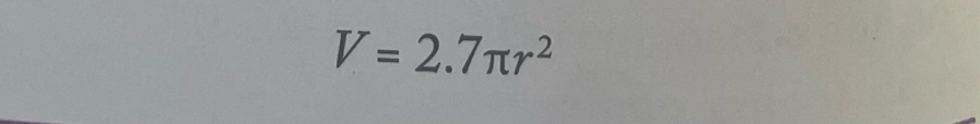 V=2.7π r^2