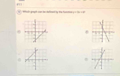 11 
4 Which graph can be defined by the function y=2x+6