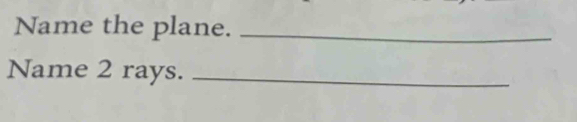 Name the plane._ 
Name 2 rays._