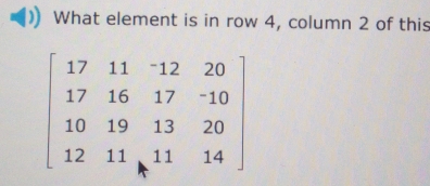 What element is in row 4, column 2 of this