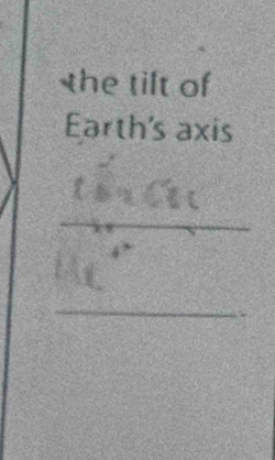 the tilt of 
Earth's axis 
_ 
_ 
_