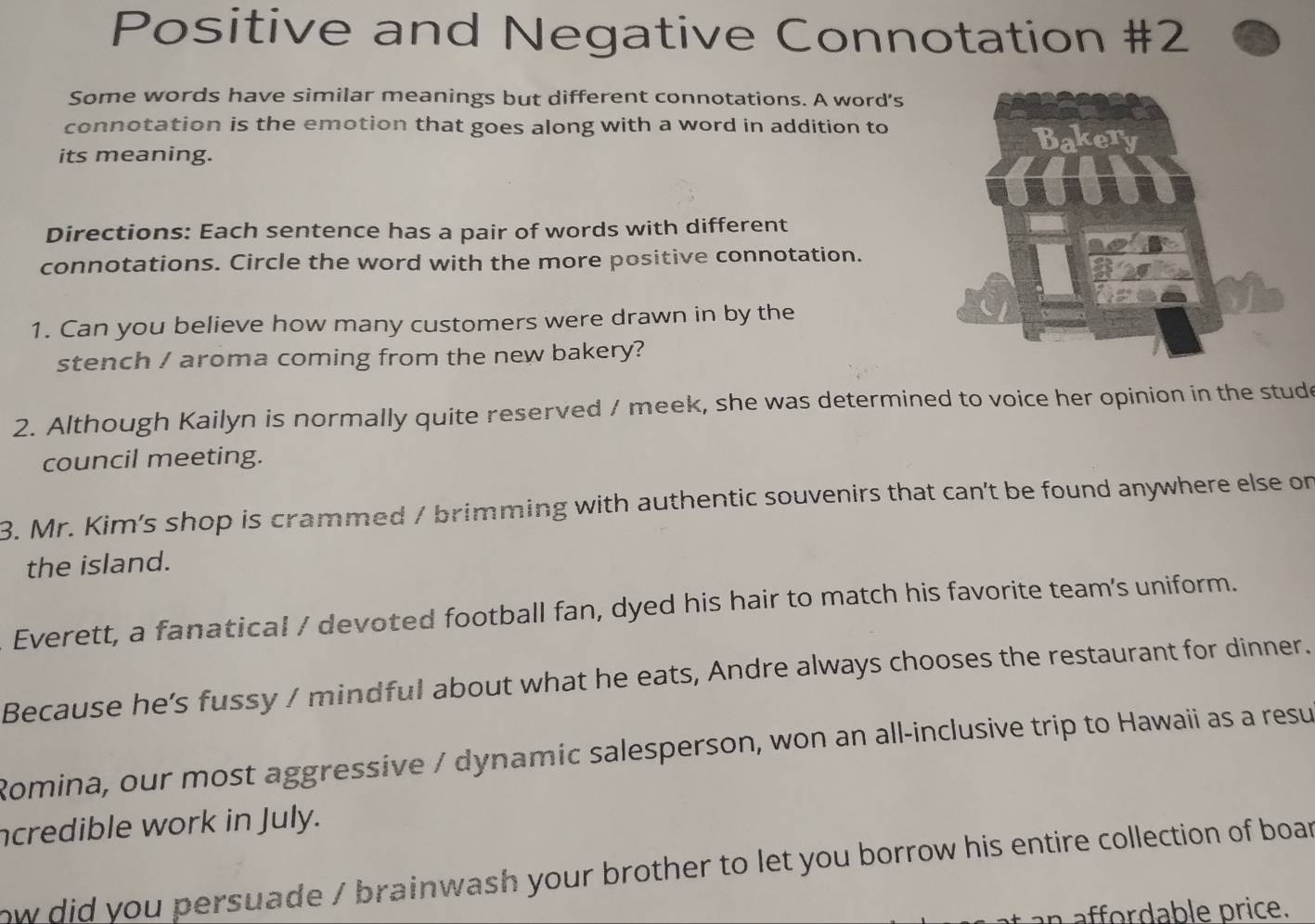 Solved: Positive and Negative Connotation #2 Some words have similar ...