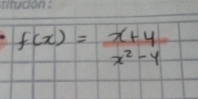 f(x)= (x+4)/x^2-4 