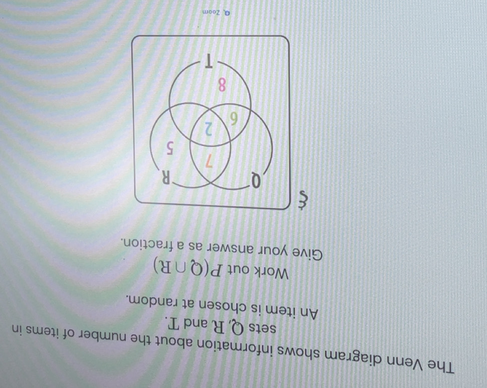 Solved: The Venn diagram shows information about the number of items in ...