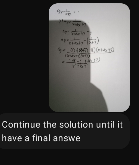 Continue the solution until it 
have a final answe