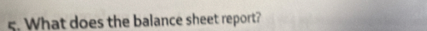 What does the balance sheet report?