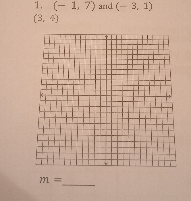 (-1,7) and (-3,1)
(3,4)
_
m=