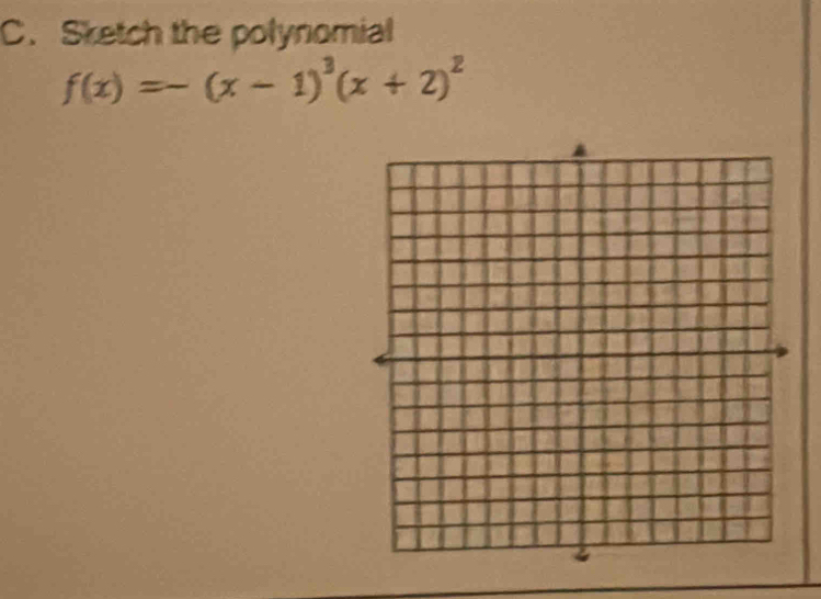 Sketch the polynomial
f(x)=-(x-1)^3(x+2)^2