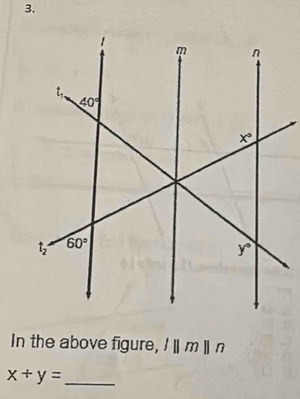 In the above figure, l||m||n
_ x+y=