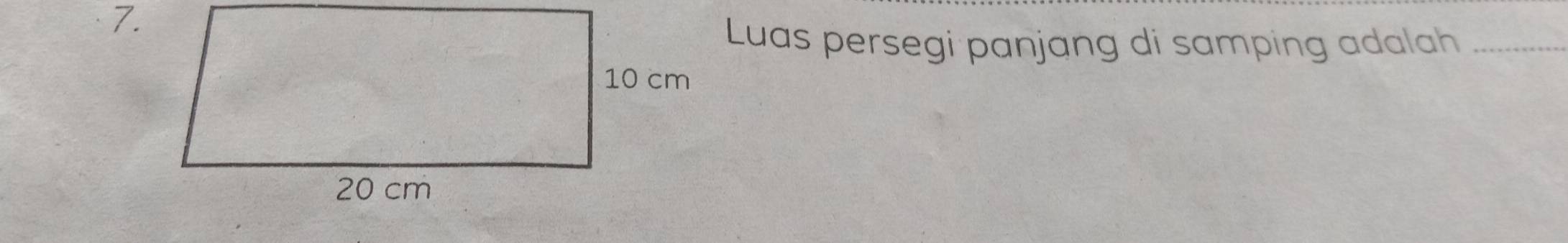 Luas persegi panjang di samping adalah_