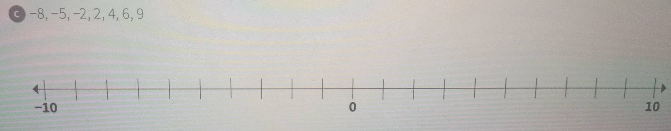 c -8, -5, -2, 2, 4, 6, 9