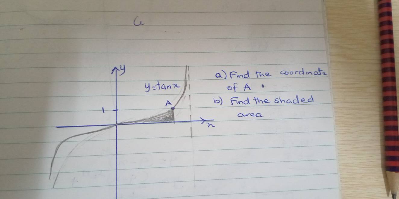 Find the coordinate
of A
Find the shaded
aea