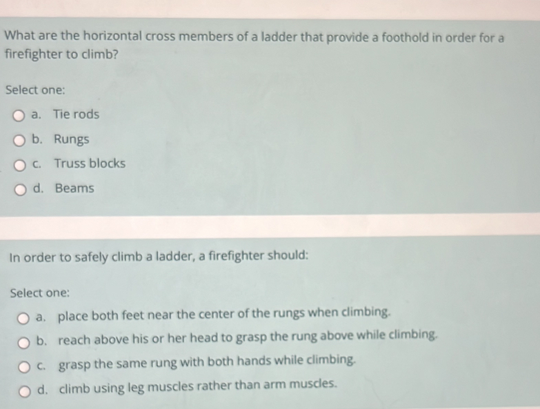 Solved: What are the horizontal cross members of a ladder that provide ...