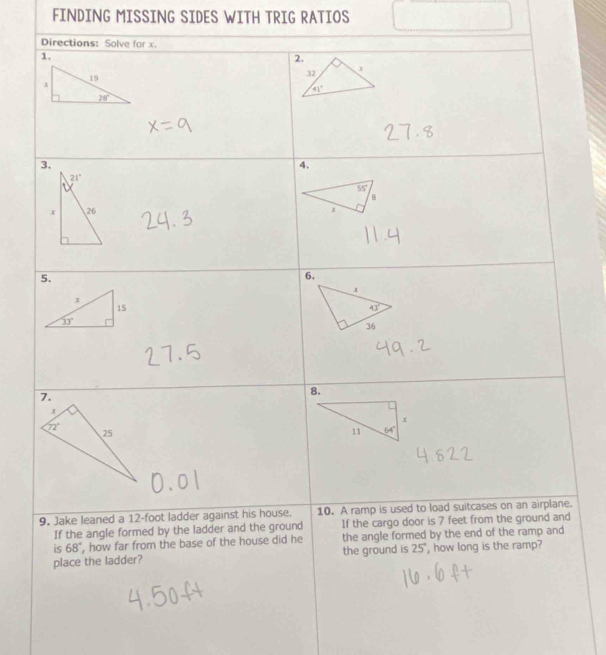 FINDING MISSING SIDES WITH TRIG RATIOS