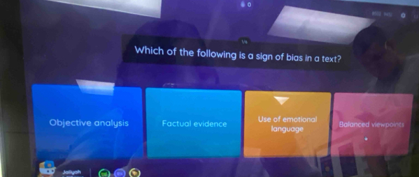 Which of the following is a sign of bias in a text?
Objective analysis Factual evidence Use of emotional language Balanced viewpoints