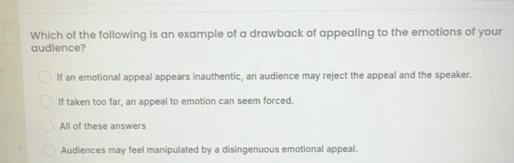 Solved: Which of the following is an example of a drawback of appealing ...
