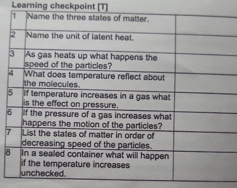 Learning checkpoint [T] 
7 
8